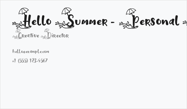Hello Summer - Personal Use Business Card