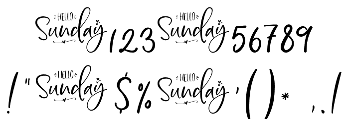 Hello Sunday DEMO Font OTHER CHARS