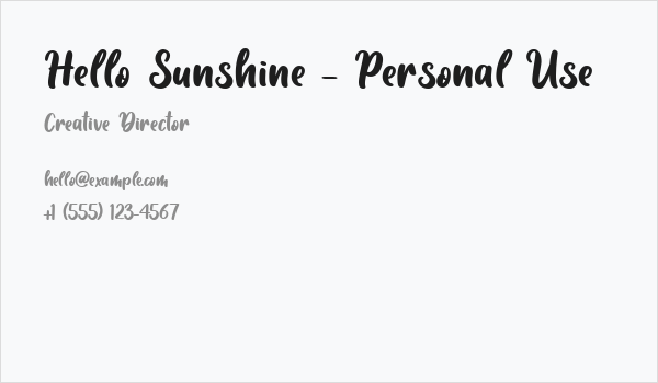Hello Sunshine - Personal Use Business Card