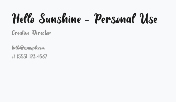 Hello Sunshine - Personal Use Business Card