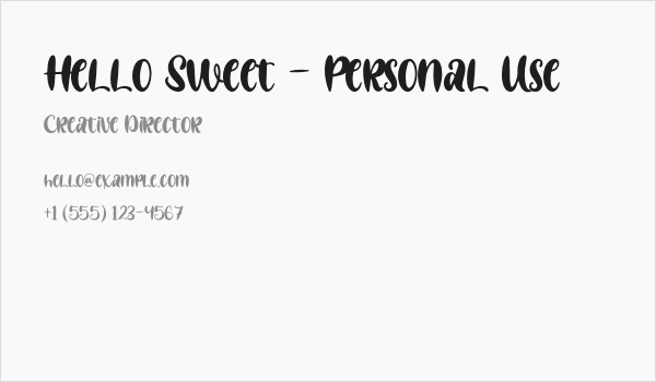 Hello Sweet - Personal Use Business Card
