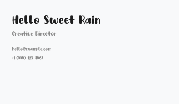 Hello Sweet Rain Business Card
