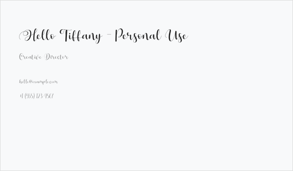 Hello Tiffany - Personal Use Business Card