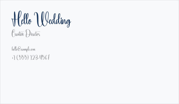 Hello Wedding Business Card