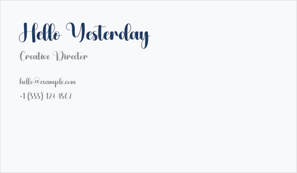 Hello Yesterday Business Card