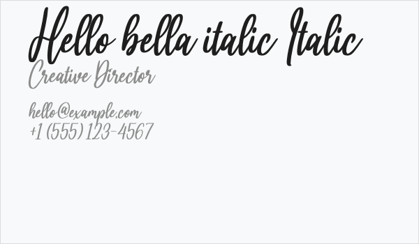 Hello bella italic Italic Business Card