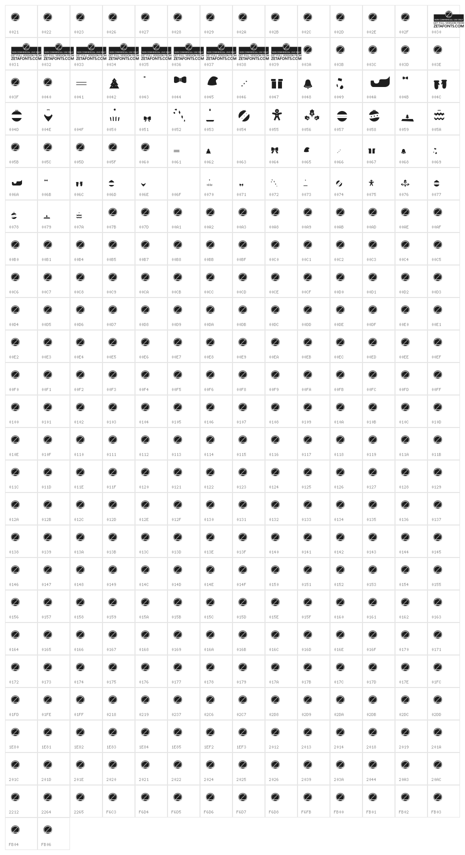 HelloChristmasIconFillTrial Character Map