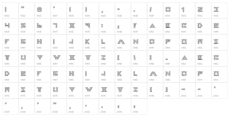 HelloEarth-Regular Character Map