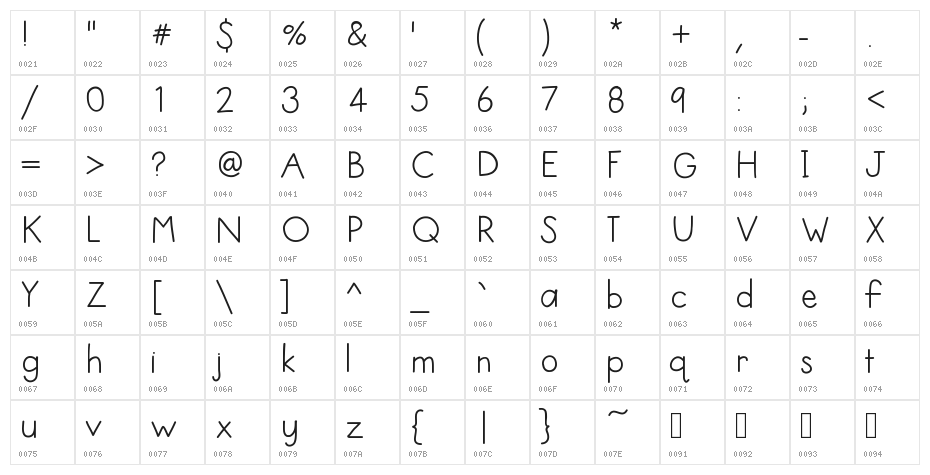 HelloIHeart1 Character Map