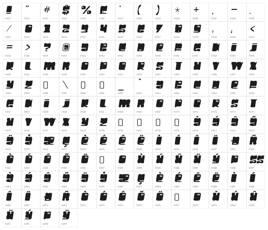 HelloLarry-Regular Character Map