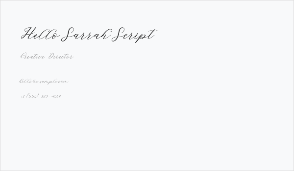 HelloSarrahScript Business Card