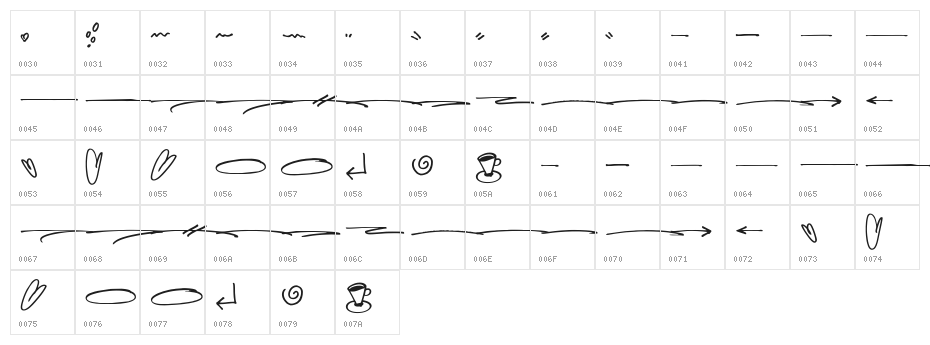 Hellobello Swash Character Map