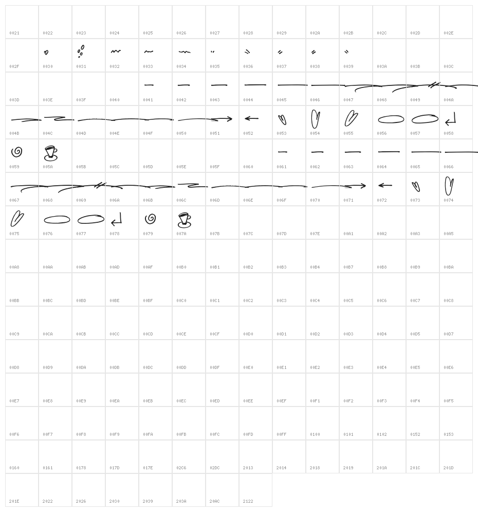 HellobelloSwash Character Map