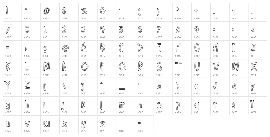 Hellofreeday Outline DEMO Character Map