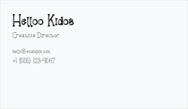 Helloo Kidos Business Card