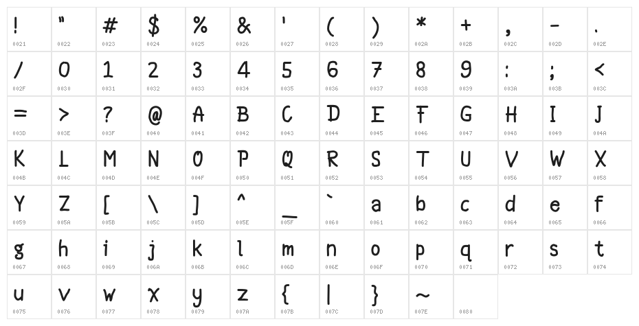 Hellowen Regular Character Map