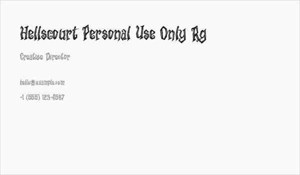 Hellscourt Personal Use Only Rg Business Card