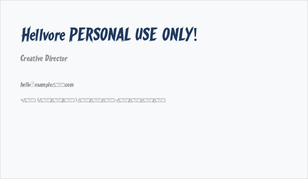 Hellvore PERSONAL USE ONLY! Business Card