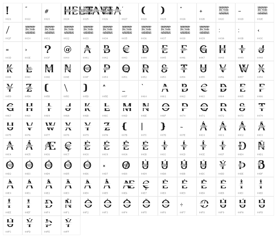 Heltavia Personal Use Character Map