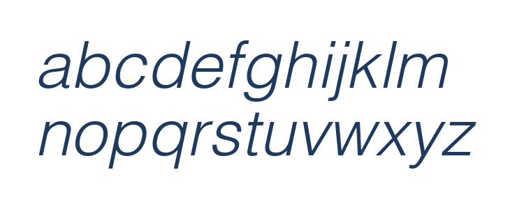 Helvetica Light Oblique Lowercase