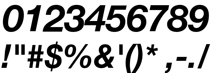 Helvetica Neue Bold Italic Font OTHER CHARS