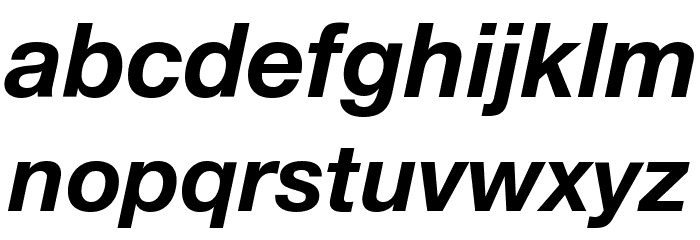 Helvetica Neue Bold Italic Font LOWERCASE