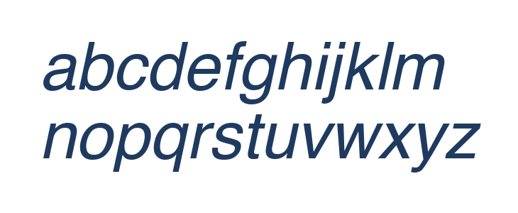 Helvetica Oblique Lowercase