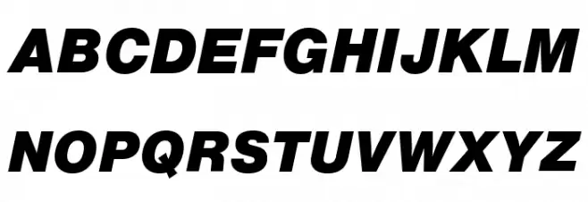 HelveticaNowText-BlackItalic Font Litere mari