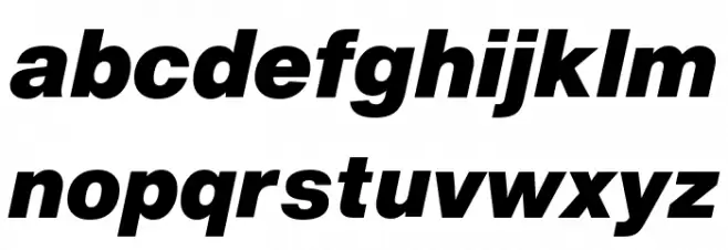 HelveticaNowText-BlackItalic फ़ॉन्ट लोअरकेस