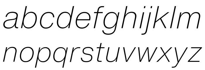 HelveticaNowText-ExtLtIta Font LOWERCASE