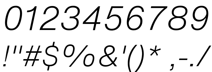 HelveticaNowText-LightItalic Font OTHER CHARS