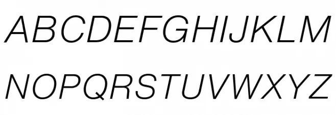 HelveticaNowText-LightItalic Font Litere mari