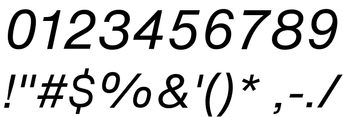 HelveticaNowText-RegIta Font OTHER CHARS