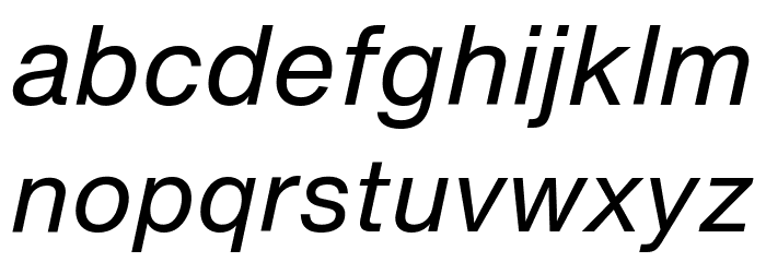 HelveticaNowText-RegIta Font LOWERCASE