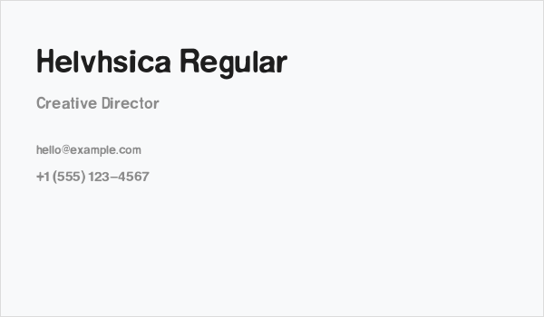 Helvhsica Regular Business Card