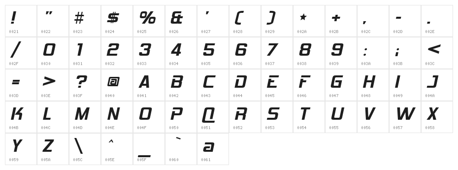 HemiHeadFourTwentySix-Regular Character Map