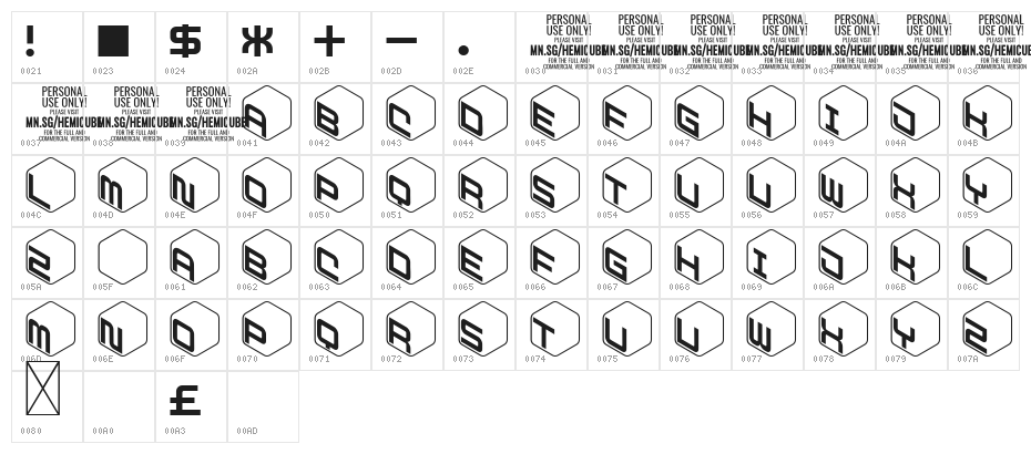 Hemicube Logo PERSONAL USE ONLY Character Map