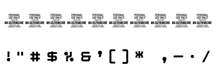 Hemicube Type PERSONAL USE ONLY Font OTHER CHARS