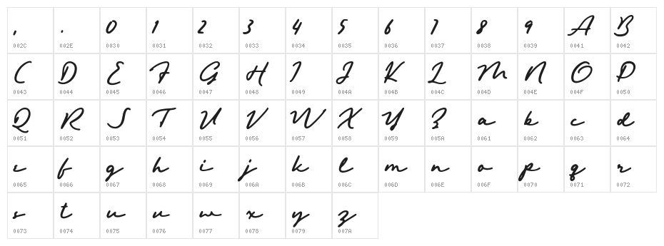 HemisphersScript Character Map