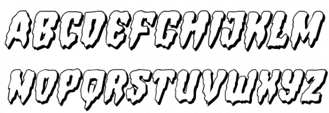 Hemogoblin 3D Italic फ़ॉन्ट अपरकेस