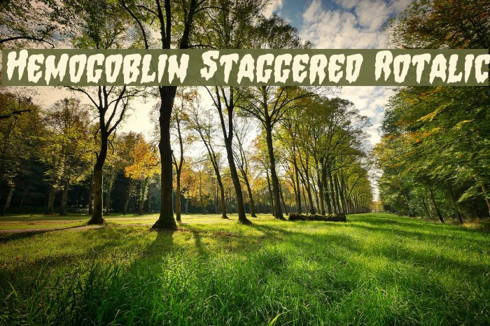 Hemogoblin Staggered Rotalic Font examples