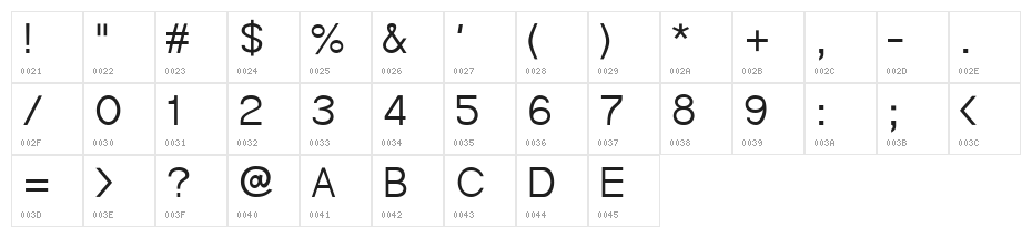 Heo May 1.1 Character Map