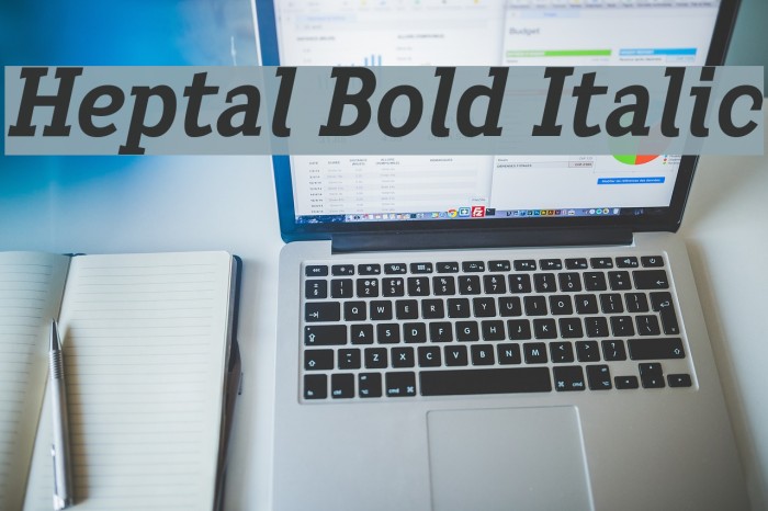Heptal Bold Italic Font examples