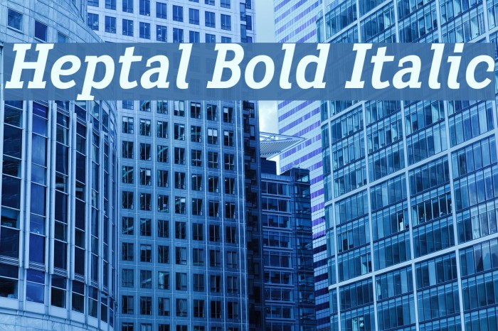 Heptal Bold Italic Font examples