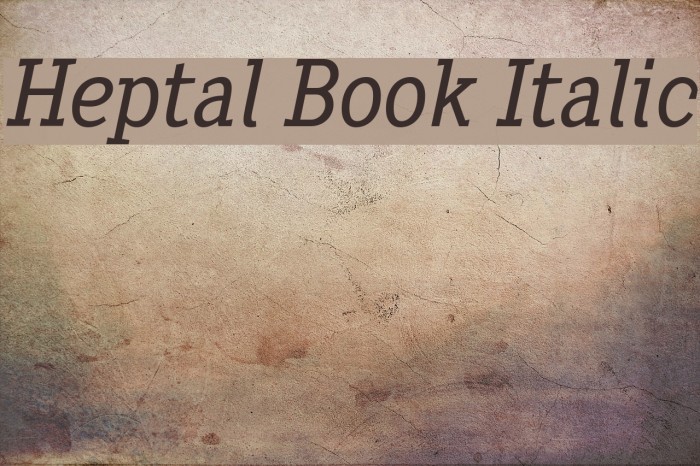 Heptal Book Italic Font examples