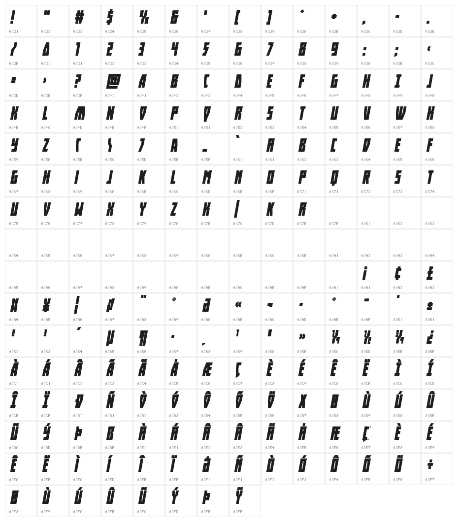 Her Champions Bold Italic Character Map