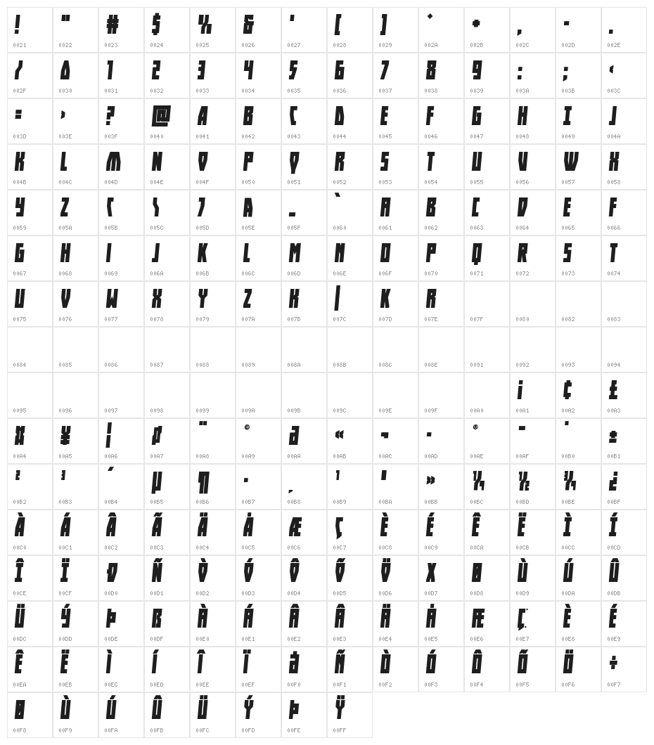 Her Champions Bold Semi-Italic Character Map