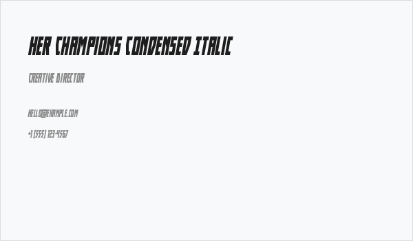 Her Champions Condensed Italic Business Card
