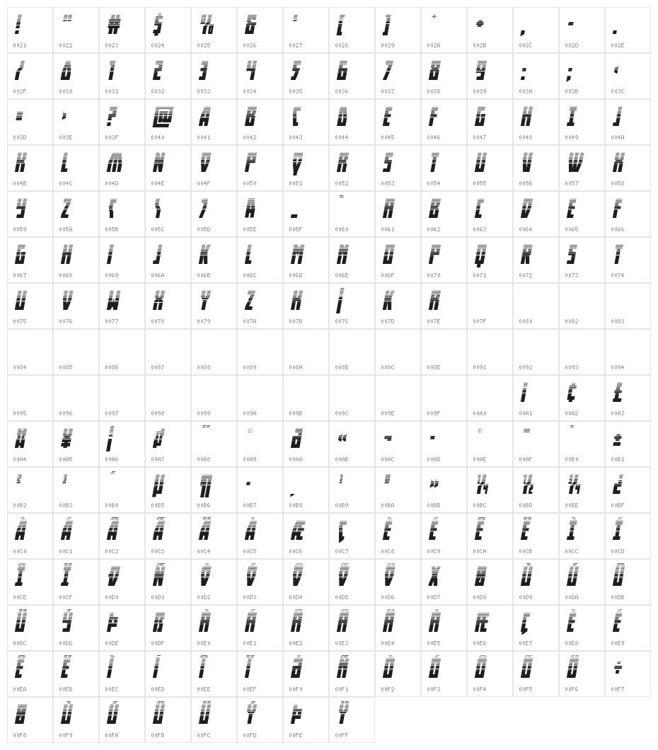 Her Champions Halftone Italic Character Map