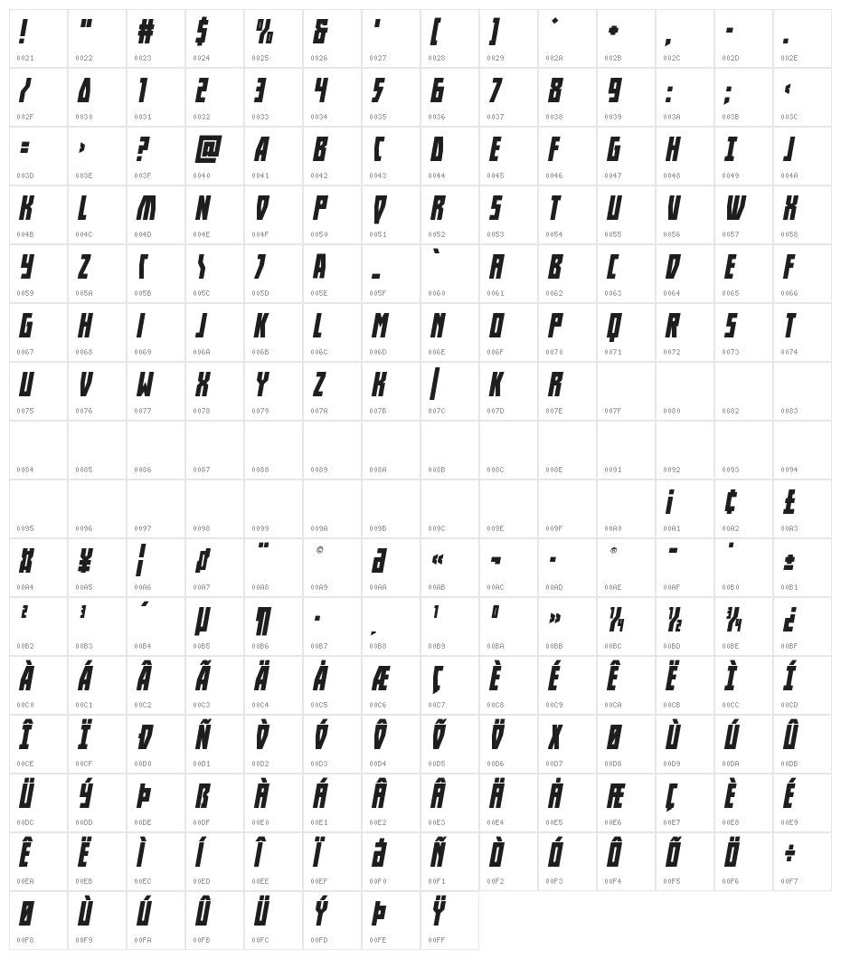 Her Champions Italic Character Map